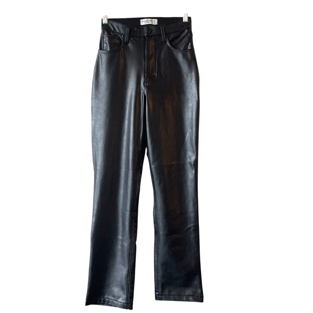 Abercrombie & Fitch Black The 90’s Straight Ultra High Rise Faux Leather Pants 0